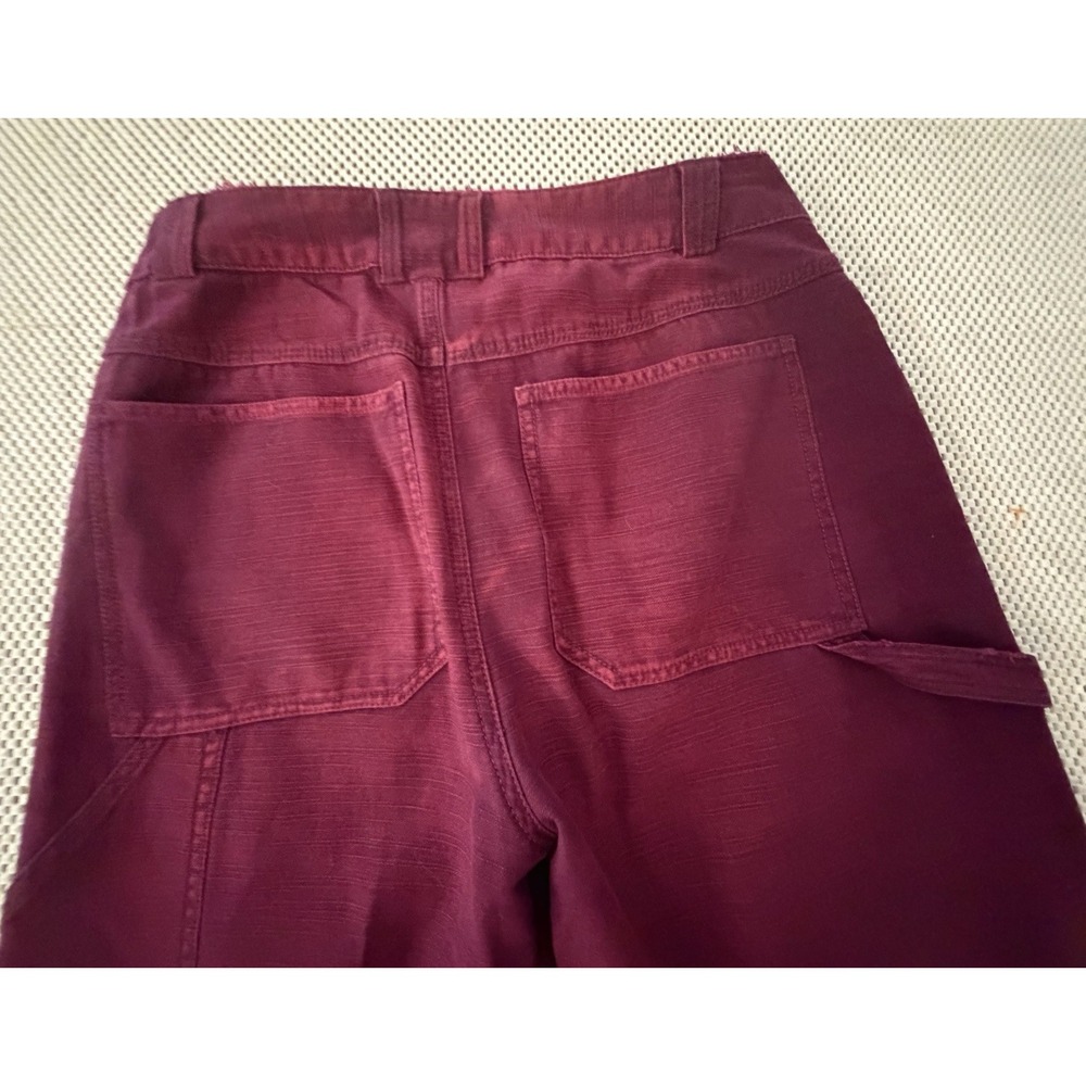 Free People Stay Awhile Jeans Sz 0 Carpenter Barrel Leg Pants Maroon Mulberry - Picture 11 of 12